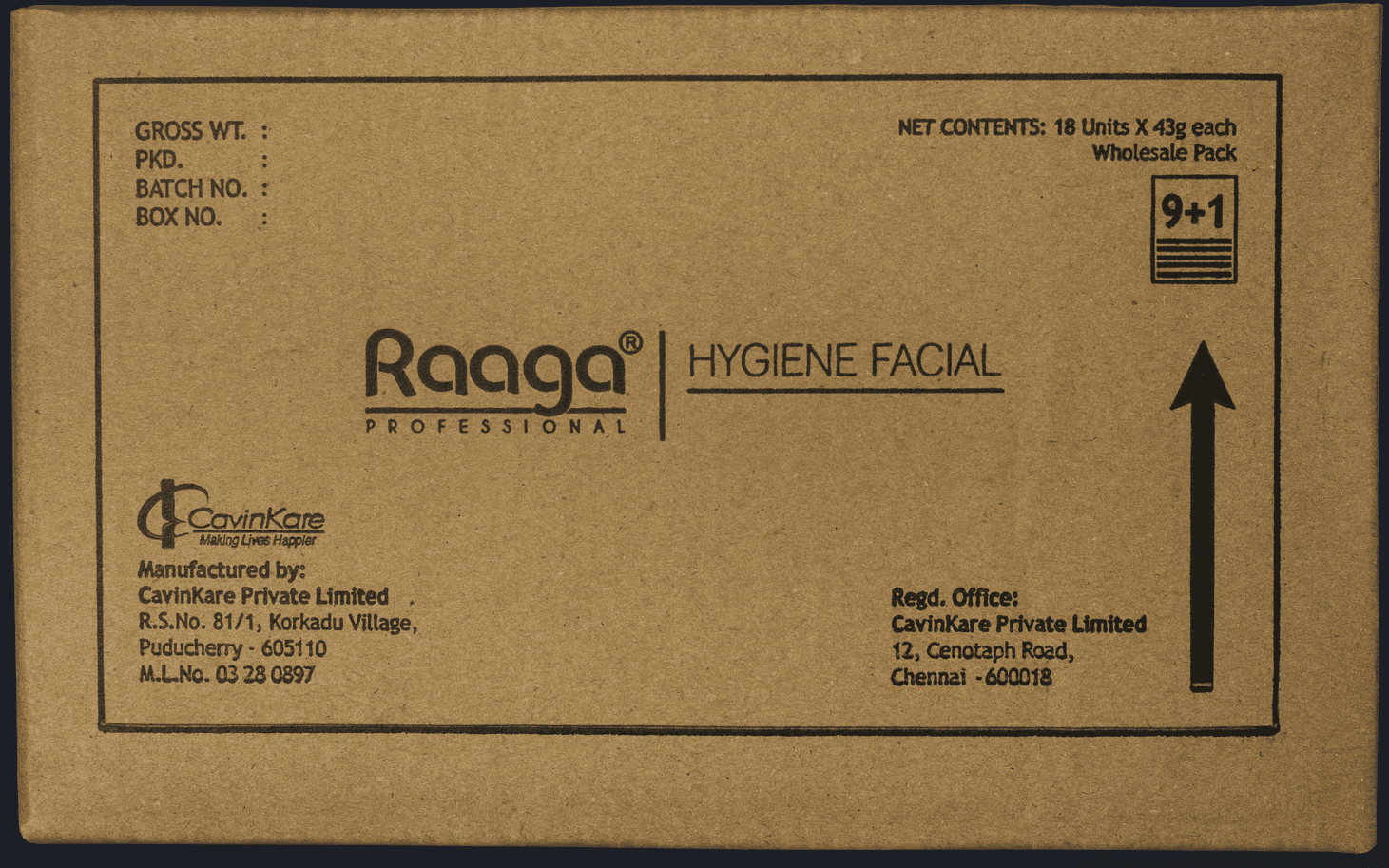Raaga Hygiene Facial Kit Outer Box